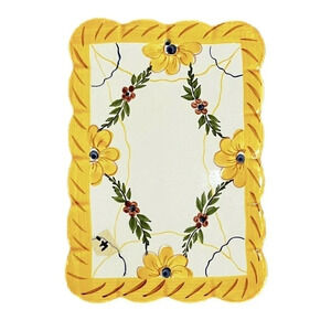 Tierra Fina Trivet Plate Hand Painted Portugal Rectangle